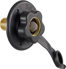 RecPro RV City Water Fill Inlet | Black | Brass Flange