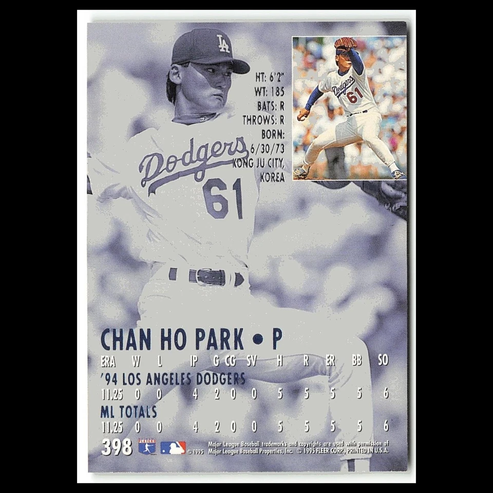 Chan Ho Park #398 1995 Fleer Ultra Los Angeles Dodgers Baseball Card MLB NM - Image 2 of 3