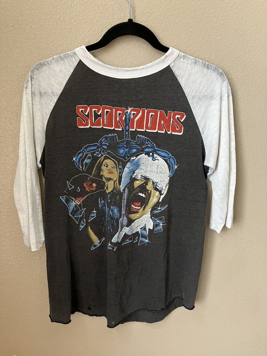 vtg 80s SCORPIONS US TOUR 1984 ROCK BAND RAGLAN JERSEY 3/4 vtg 80s SCORPIONS US TOUR 1984 ROCK BAND RAGLAN JERSEY 3/4