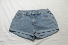Shein Women's SXY Letter Patched Rolled Hem Denim Shorts AR8 Blue Size 32
