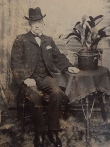 A Very Jaunty Looking Gentleman Hat Suit Shoes Moustache Cabinet Card Photo - Afbeelding 1 van 3