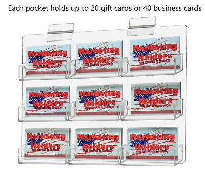 Business Membership Gift Credit Card Holder Display 9 Pocket Slatwall Qty 6