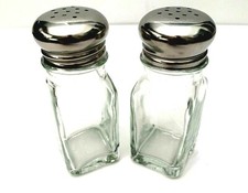 Retro Style Salt and Pepper New Glass Vintage Restaurant Style Stainless Tops