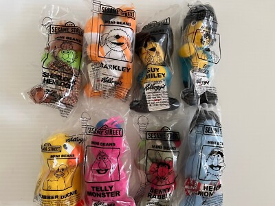 NWT Kellogg s Lot Of 8 Sesame Street Mini Beans Telly Guy Harry Duckie Benny Bar