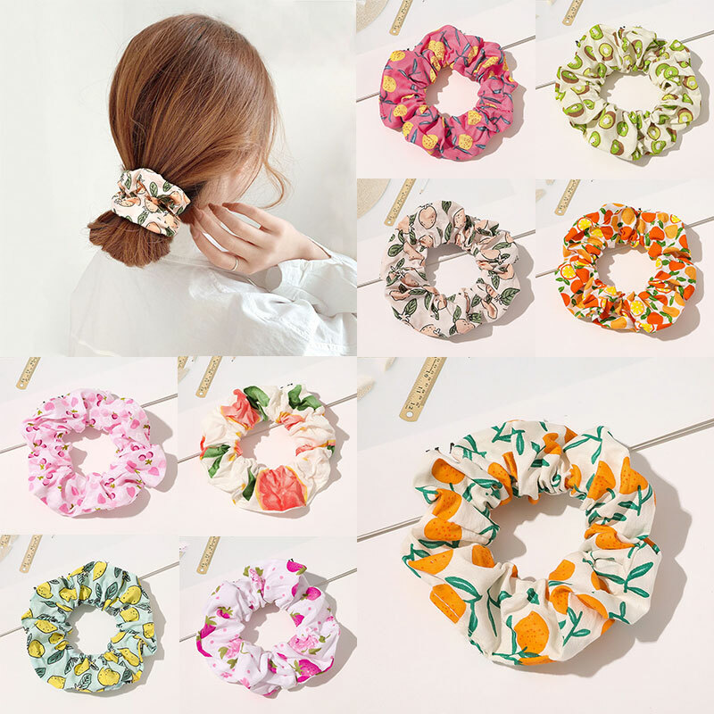 Women Fruited Printed Rubber Hair Rope Female Elastic Head Tie Hair Accessories