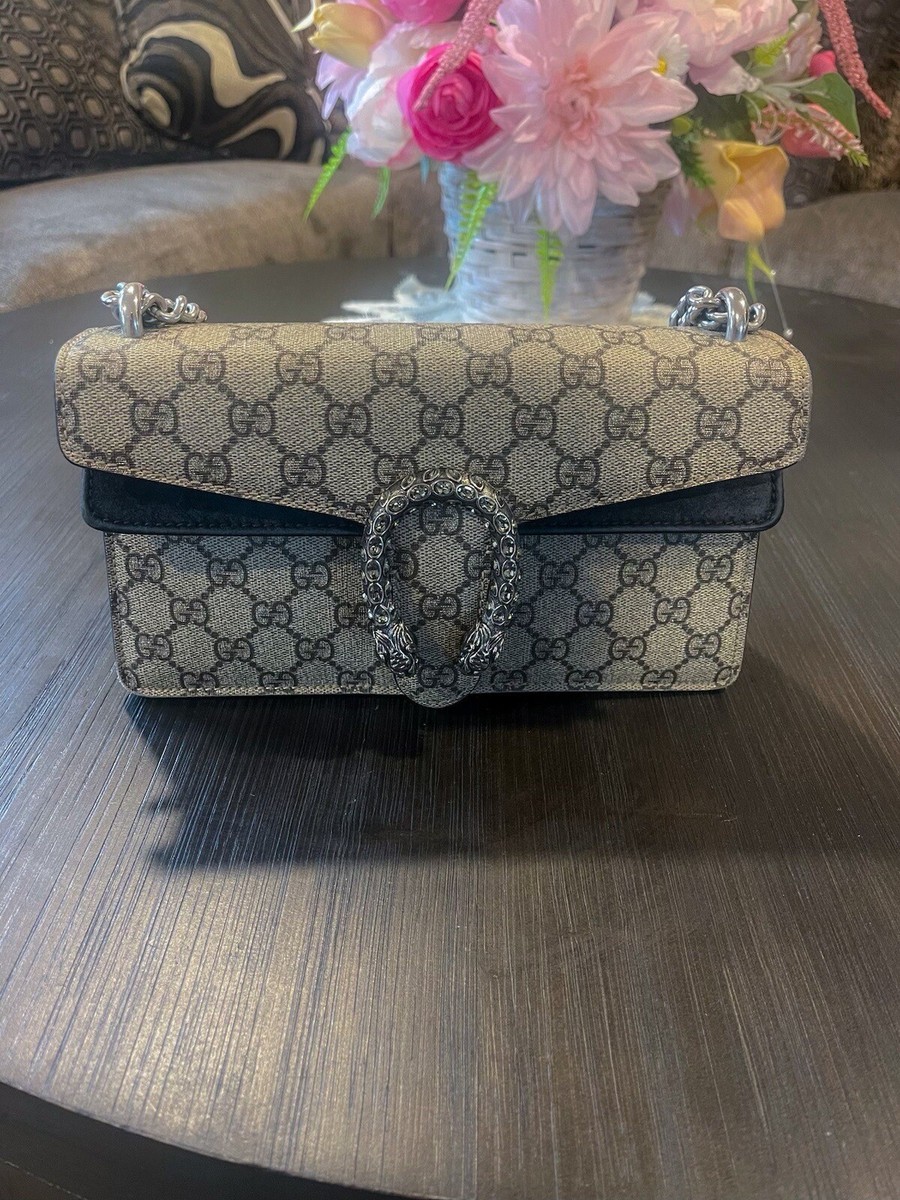 Gucci 499623 GG Supreme Small Dionysus Chain Strap Ebony and Gucci 499623 GG Supreme Small Dionysus Chain Strap Ebony and