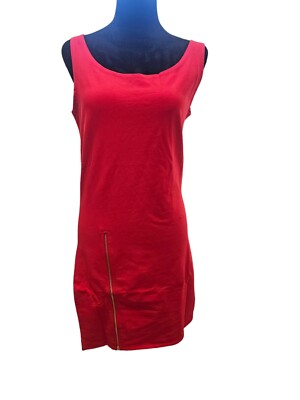NWT Tam Ware Cotton Sleeveless Zipper Contrast Tank Dress Red Large | eBay