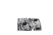 Spider Web Glitter Halloween Wired Edge Ribbon 2-1/2 Inch X 10 Yards White