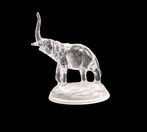 Vintage Lead Crystal Elephant Figurine Frosted Base Cristal D'Arques France