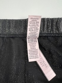 Victoria's Secret Glitter VS Logo Lounge Wide Leg Pants w/ Pocket Black XL NWT