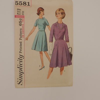 Simplicity 5581 Fitted Bodice/Box Pleat Skirt Dress Size 120 Bust 40"  Complete | eBay