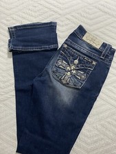 Miss Me Jeans Boot Cut Medium Wash Thick Stitch Embellished Pockets 28