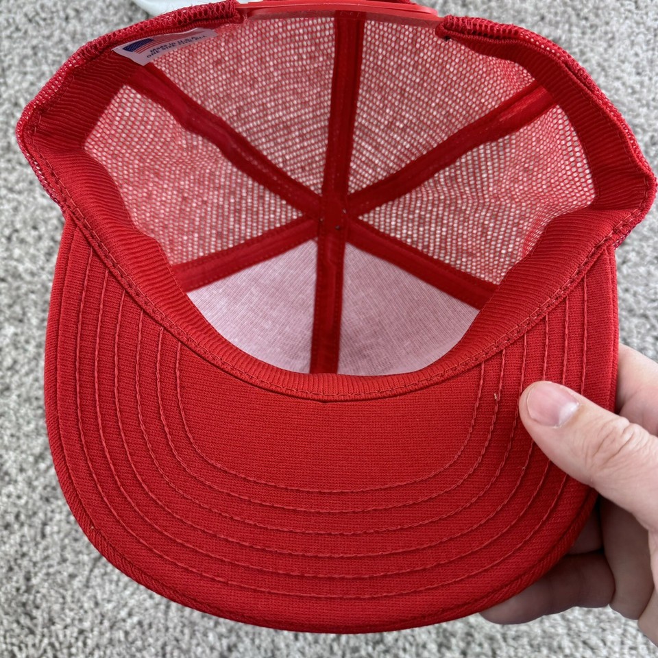 VTG Hat Cap Men Safety Kleen Red Trucker Mesh Foam Snapback Made USA