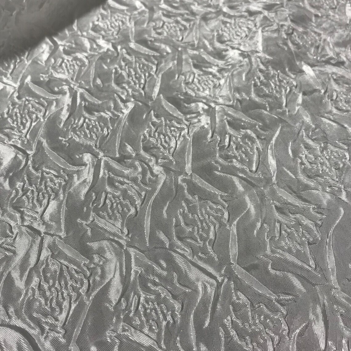 3 Yards Ivory Embossed Damask Faux Silk Taffeta Fabric eBay