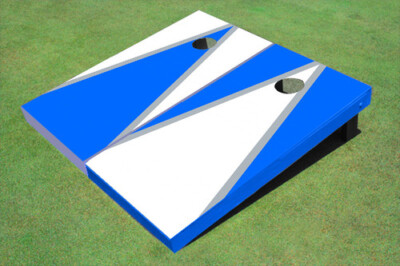 White And Royal Alternating Triangle Custom Cornhole Board