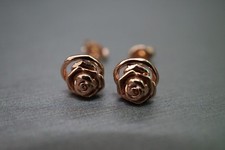 Beautiful 14K Solid Rose Gold Rose Design Stud Earrings 1165154