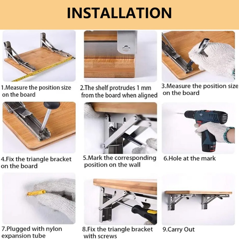 2 Pack 14 inch Heavy Duty Folding Shelf Brackets Metal Floating Shelf