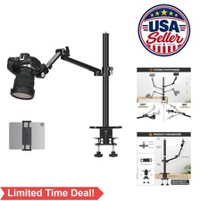 Camera Desk Mount Overhead Arm Aluminum Alloy Dual C Clamp 360 Rotation