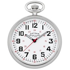 Gotham Men's Stainless Steel Mechanical Hand Wind Railroad Pocket Watch