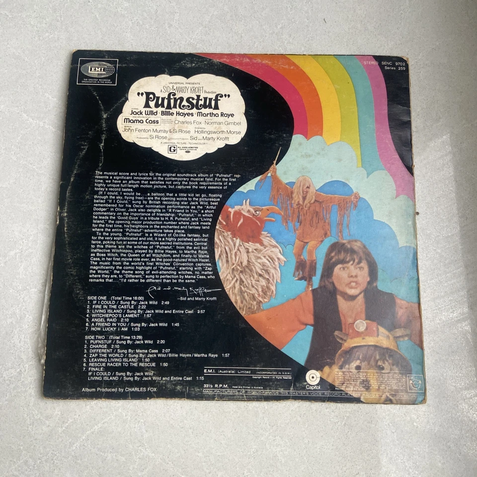 Vintage LP Record The Original Soundtrack Album of Pufnstuf   - image 4 of 4