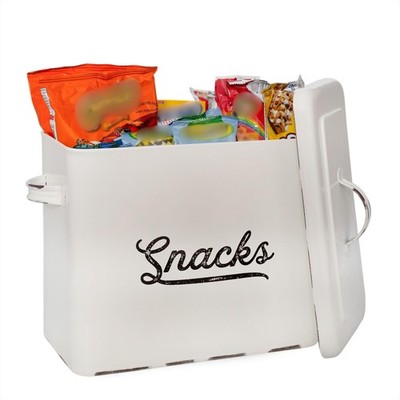 Rustic Snack Bin, White Enamelware Snack Container Perfect for Single Serving...