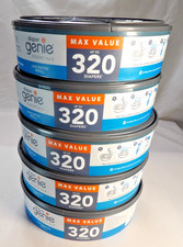 NEW Diaper Genie Essentials 5 Pack Refills Unscented 320 Count Odor Control Bags