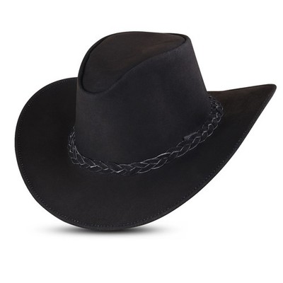 Genuine Calf Suede Leather Western Cowboy Hat Unisex Men  display picture 2