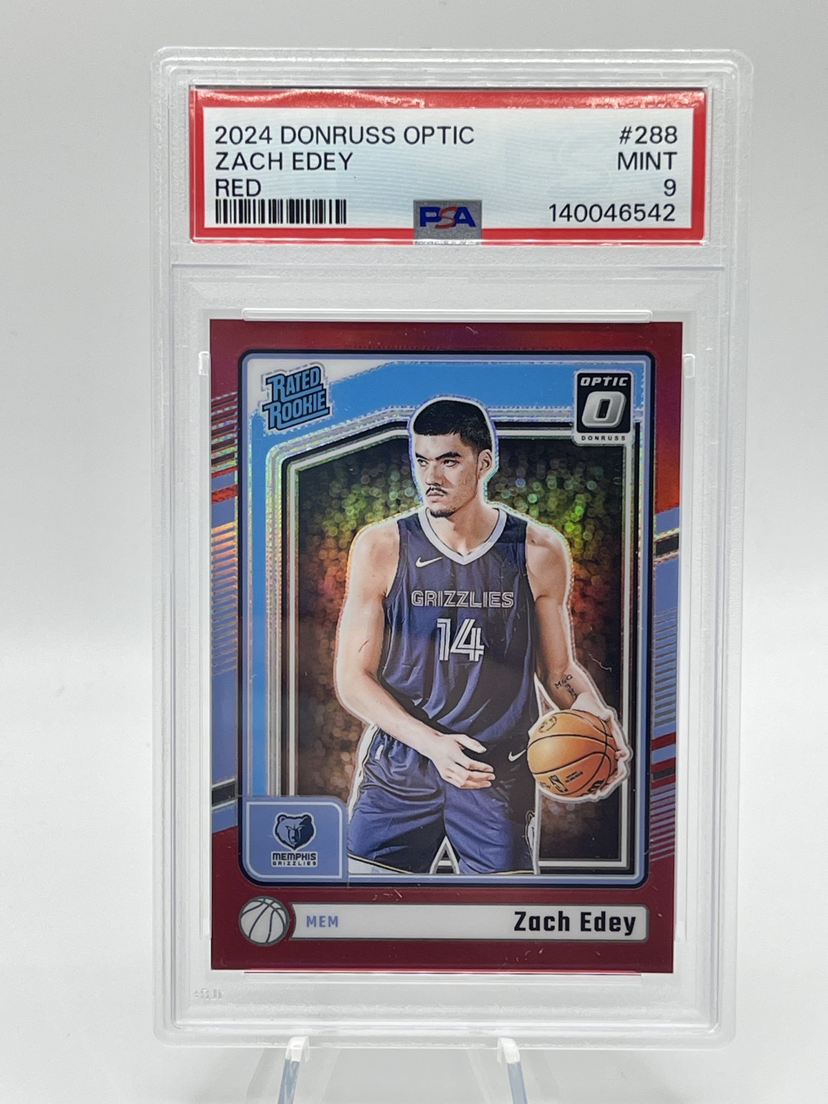 2024-25 Panini Donruss Optic - Rated Rookie Zach Edey #288 Red Prizm /99 (RC)