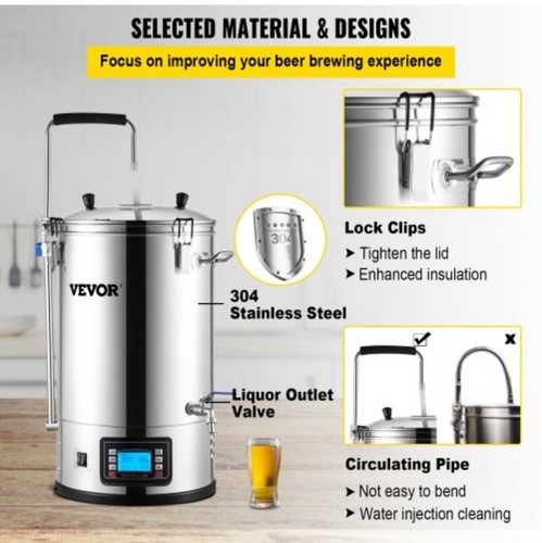 VEVOR Beer Brewing Machine Grain Brewing System w/ Circulating Pump-NEW NO BOX - Picture 6 of 16