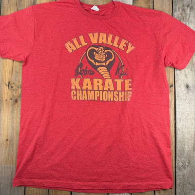 #ad Pacific T Shirt Men#x27;s XL Red Cobra Kai Karate Championship Cotton Blend $9.09