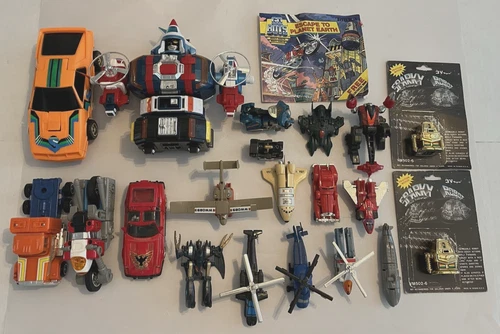 20 Vintage 1980s Robot Lot GOBOT VOLTRON I TRANSFORMERS Vehcile & Parts Go Bot