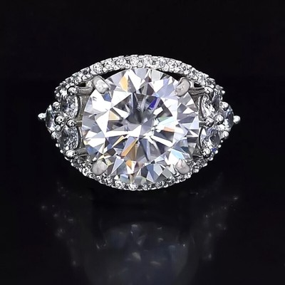 8.60 Ct. White Brilliant Treated Diamond Solitaire Ring 925 Silver Bold Style