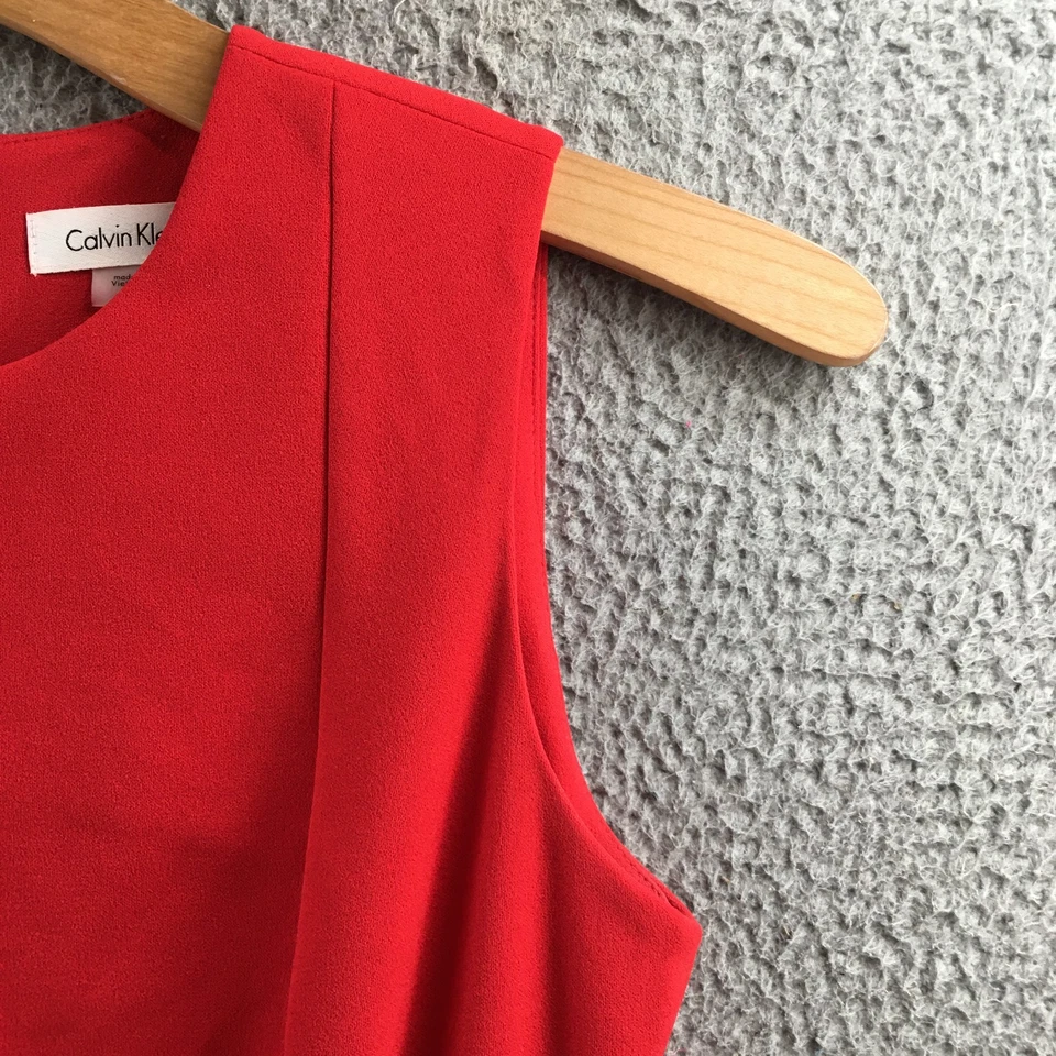Vestido para mujer Calvin Klein 8 rojo sin mangas funda expuesta cremallera regular poliéster Foto 4 de 4