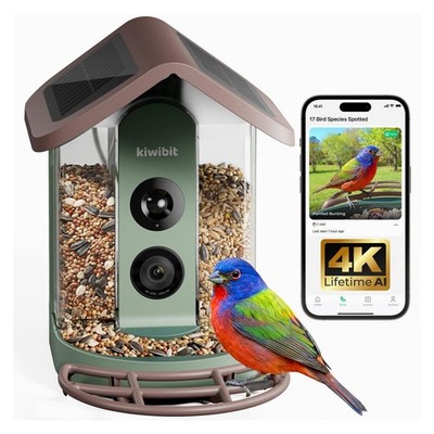 Kiwibit Solar Wireless Bird Feeder Camera with AI Species ID