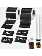 Black Waterproof Reusable Label Stickers | Chalk Labels for Jars Bottles