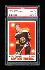1970 TOPPS HOCKEY 7 WAYNE CASHMAN ROOKIE CARD PSA 8 NEAR MINT-MINT BRUINS. rookie card picture