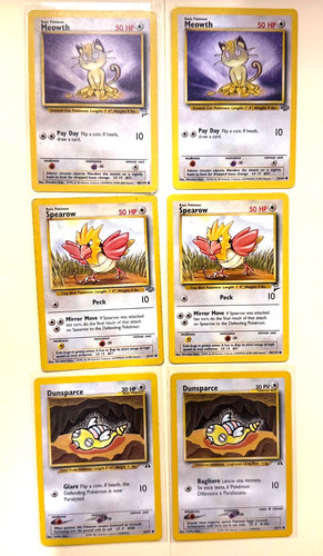 Vintage Pokemon Card Lot Meowth Spearow Dunsparce WOTC Jungle Base Set 2 Neo