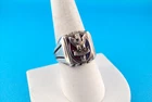 VTG STERLING SILVER RED WHITE AND BLUE ENAMEL BOY SCOUTS EAGLE SCOUT RING--SZ 9