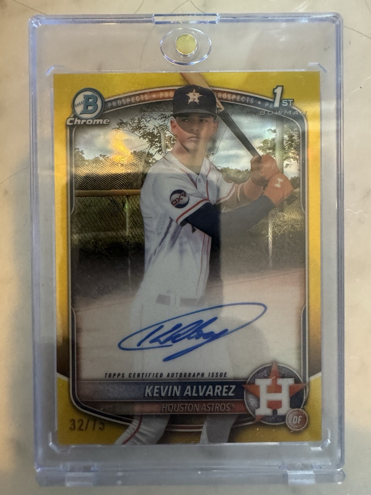 2025 Bowman Chrome Prospect Auto 1st KEVIN ALVAREZ True Yellow Refractor /75