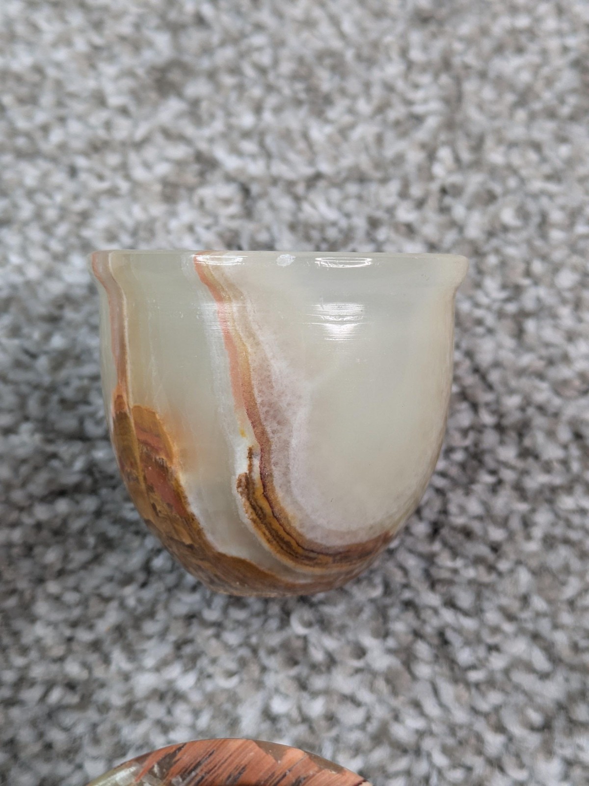 Onyx Stone Shot Glasses Set Of 4 Green Brown Agate Carved Marble Cups Vtg Decor