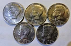 Lot of 5 Kennedy U.S. 40% 1967 Silver Half Dollars Five coins (Pictured) 7-4