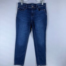 J.Jill Authentic Fit Slim Ankle Jeans Mid Rise Womens Size 6 Blue Dark Wash