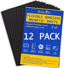 Magnetic Sheets with Adhesive Backing for Crafts, DIY 12 Pack. Strong Craft M...