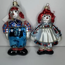 Kurt S. Adler Polonaise  Raggedy Ann & Andy Christmas Ornaments Set Of  2!