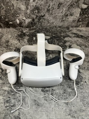Meta Oculus Quest 2 Standalone VR Headset w/ 2 Motion Controllers, White *WORKS*