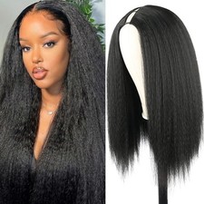 KRSI Kinky Straight V Part Wigs for Black Women 20Inch V Part Wig Synthetic Yak