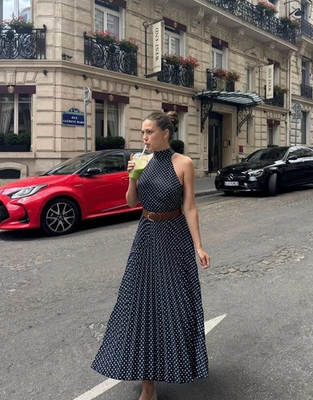 ZARA NWT WOMAN SS25 POLKA DOT MIDI HALTER DRESS WITH BELT NAVY BLUE 3555/902 | eBay ZARA NWT WOMAN SS25 POLKA DOT MIDI HALTER DRESS WITH BELT NAVY BLUE 3555/902 | eBay