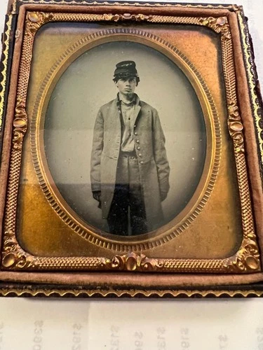 Civil War 1/6 Plate Ambrotype of J R Sanborn Union Soldier,  Sharp