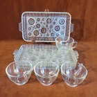 Vintage Anchor Hocking Colonial Lady Serva-Snack Sets – 4 Sets (Trays & Cups)