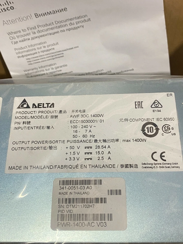 Cisco - PWR-1400-AC - nuovo - Immagine 2 di 4